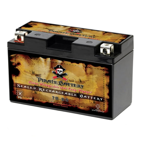 Pirate Battery YT7B-BS (7B-BS 12 Volt,6.5 Ah, 85 CCA) High Performance - Maintenance Free - Sealed AGM Motorcycle Battery