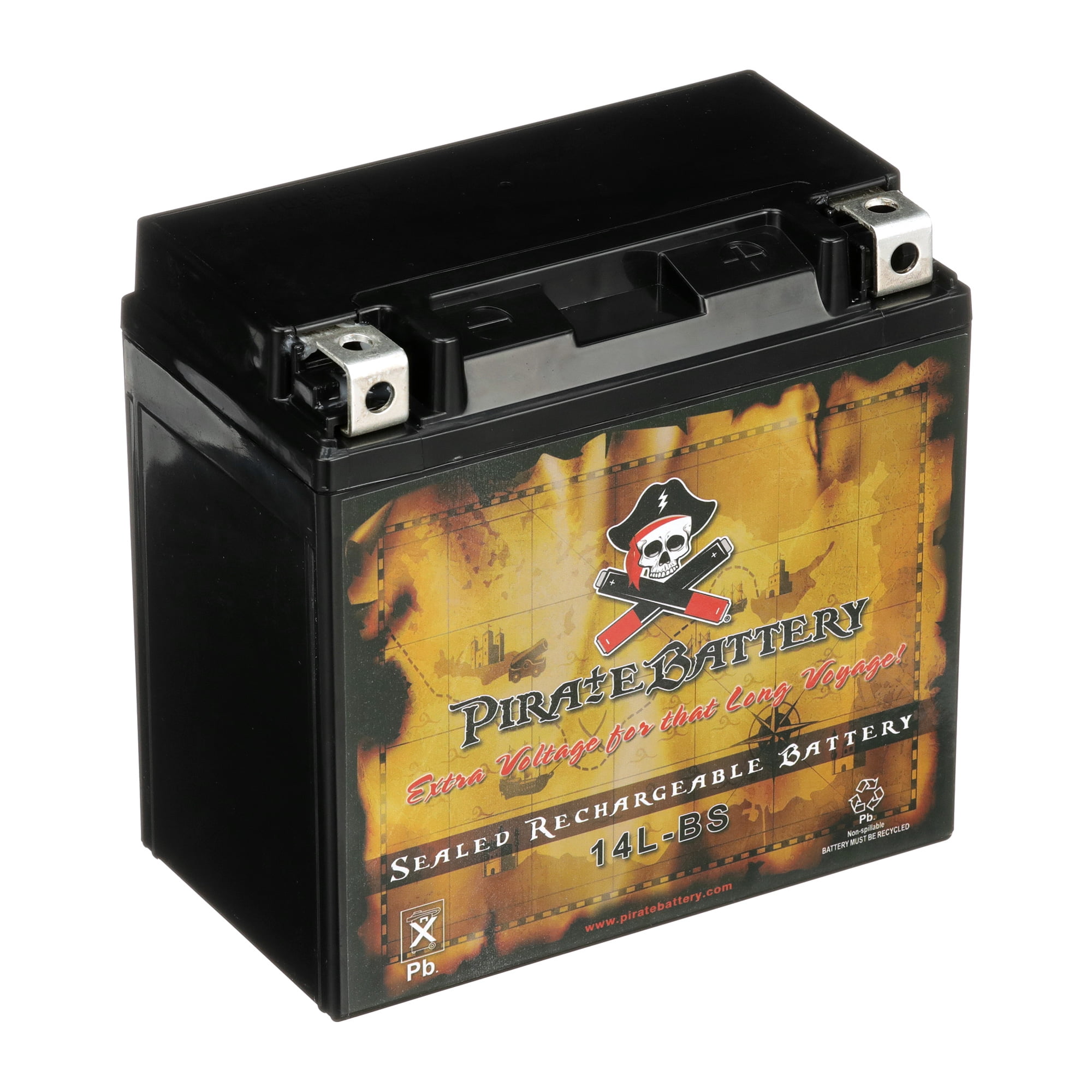 Pirate Battery YTX14L-BS (14L-BS 12 Volt,12 Ah, 200 CCA) Motorcycle Battery for Harley-davidson Xl, Xlh (sportster)