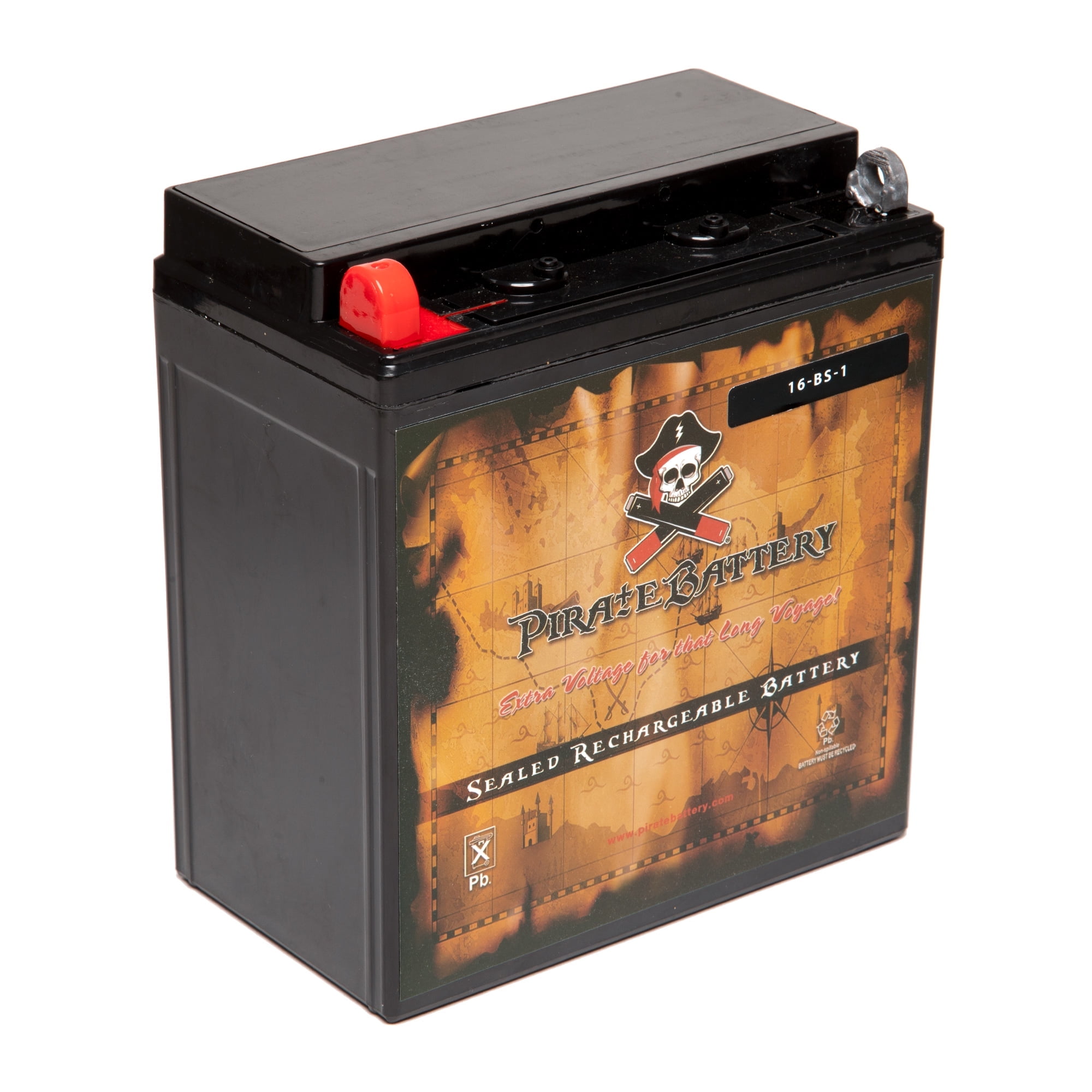 Pirate Battery Ytx16-bs-1 (16-bs-1 12 Volts,14 Ah, 165 Cca) High Performance - Maintenance Free - Sealed AGM Motorcycle Battery