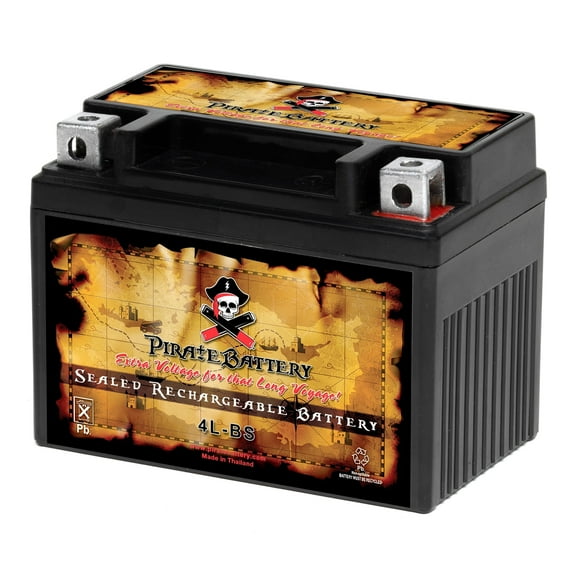 Pirate Battery Ytx4L-Bs Rechargeable Motorcycle ATV Scooter Battery - Sealed AGM - High Performance - for Honda, Husqvarna, KTM, Lawn Mower Battery