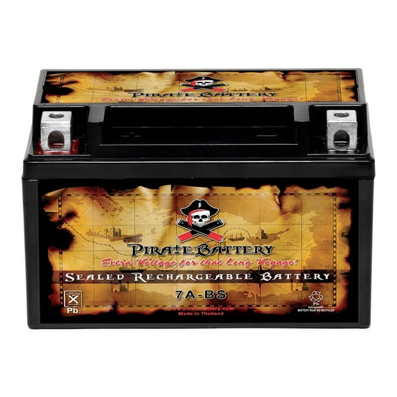 Pirate Battery Ytx7a-bs (7a-bs 12 Volts,6 Ah, 100 Cca) High Performance - Maintenance Free - Sealed AGM Motorcycle Battery