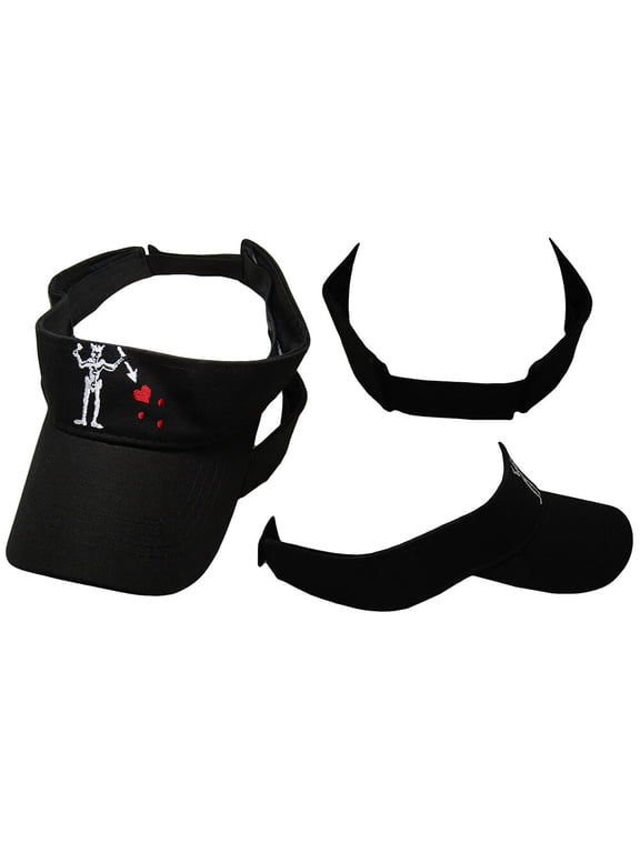 Pirate Blackbeard Edward Teach Black Embroidered Visor Hat Cap