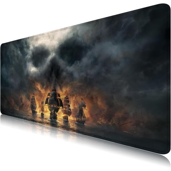 A Pirate Boat Mouse Pad XXL Large Gaming Mouse Pad 35.4x15.7 inch Large Rubber Mouse Pad for Desk with Personalized Design for Laptop, Computer PC (A Pirate Boat -1)