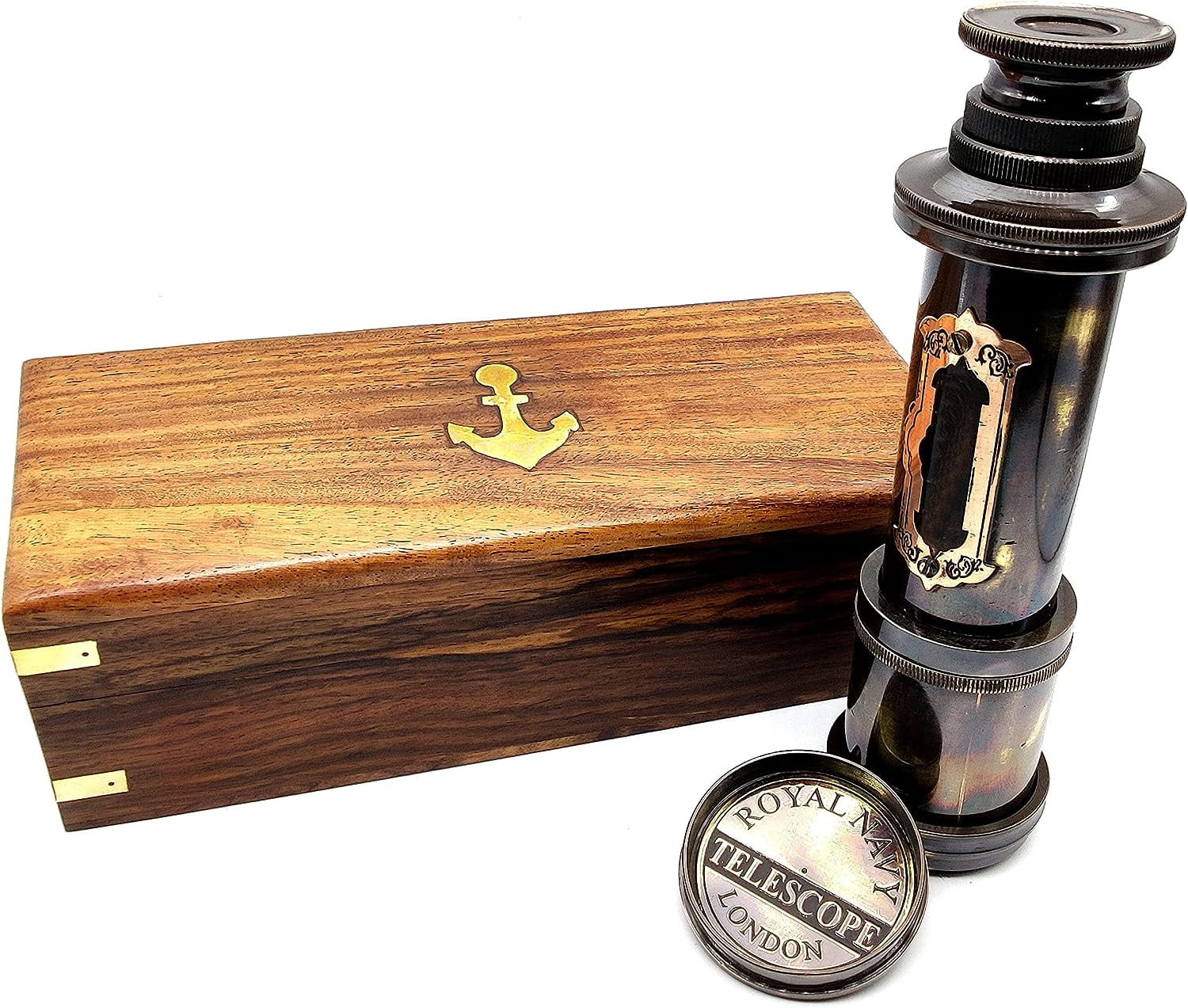 Pirate Brass Telescope, Decorative Spyglass Collapsible Monocular with