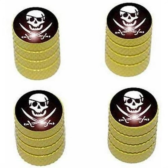 Pirate Buccaneer Tire Rim Wheel Aluminum Valve Stem Caps, Multiple Colors