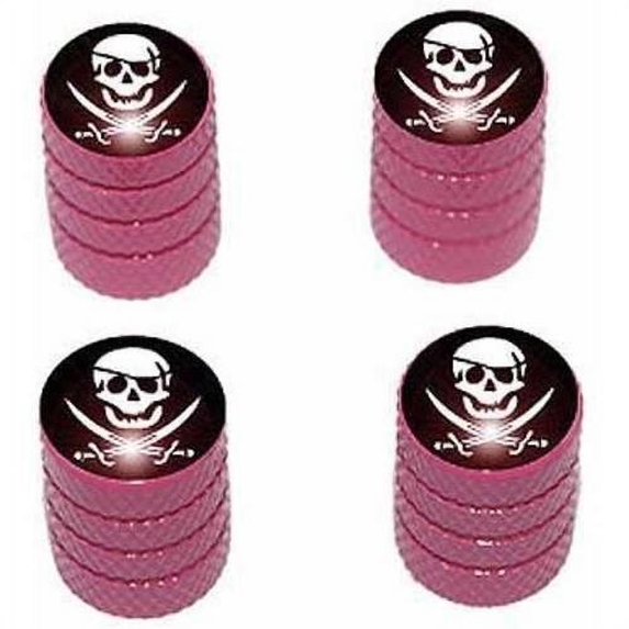 Pirate Buccaneer Tire Rim Wheel Aluminum Valve Stem Caps, Multiple Colors
