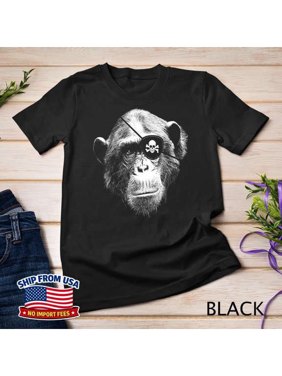Pirate CHIMPANZEE With Eye Patch Skull Funny Unisex T-Shirt