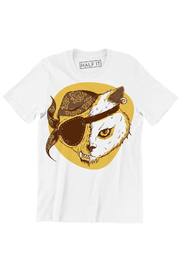 Pirate Cat Funny Two Face Animal Wearing Eye Patch Men's T-Shirt