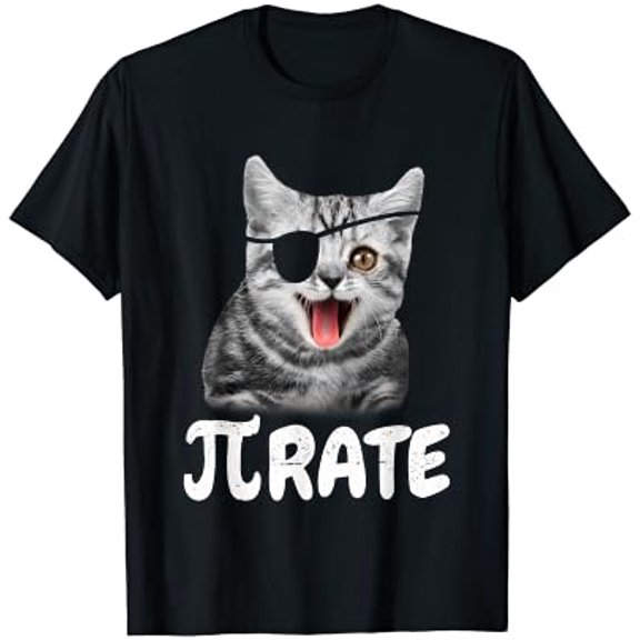 Pirate Cat - Pi Day Math Ship Captain Cat Lover Kitties T-Shirt