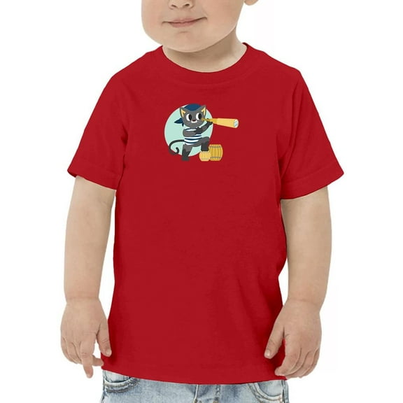 Pirate Cat With A Telescope T-Shirt Toddler -Image by Shutterstock,  5 Toddler