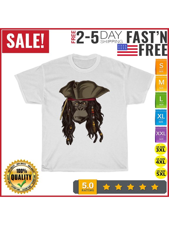 Pirate Chimpanzee Monkey Captain Talk Like A Pirate Day T Shirt Men Women NEW