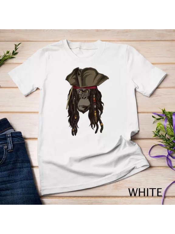 Pirate Chimpanzee Monkey Captain Talk Like A Pirate Day Unisex S-5XL T-Shirt Birthday Gifts; For Men & Women