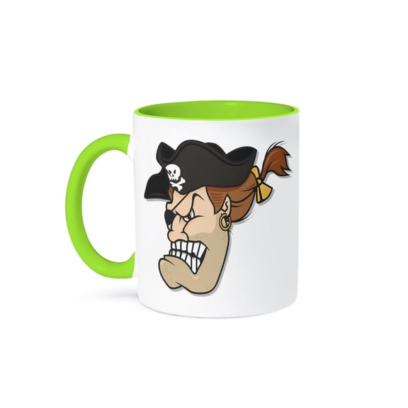 3drose, Pirate Clenched Teeth, 11oz Two-tone Green Mug