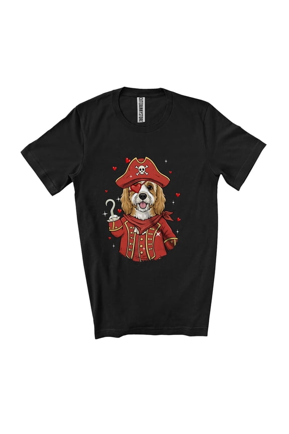 Pirate Cockapoo; Humorous Valentine's Day Hearts Pirate Animal Owner Lover Unisex T-Shirt