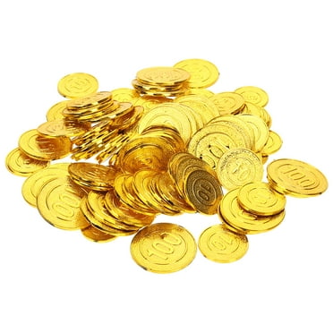 Toy Treasure Coins - 100pcs Shiny Gold Pirate Coins For Play & Parties