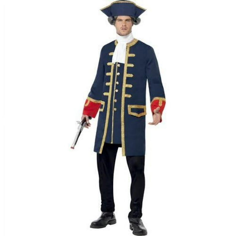 Pirate Commander Costume Adult Blue Gold Pirate Commander Costume Adult Blue Gold