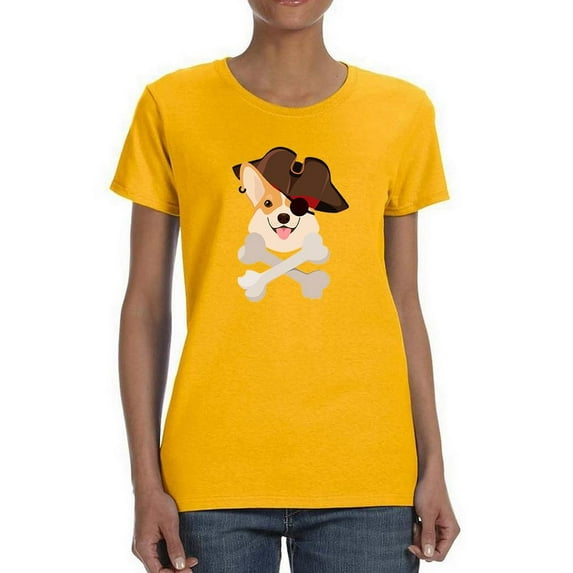Pirate Corgi Art T-Shirt Women -Image by Shutterstock, Female Small