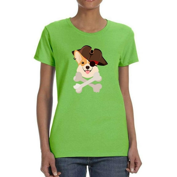 Pirate Corgi Art T-Shirt Women -Image by Shutterstock, Female x-Large