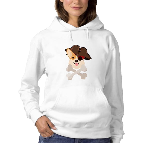 Pirate Corgi W Eyepatch Hoodie Women -Image by Shutterstock, Female Large