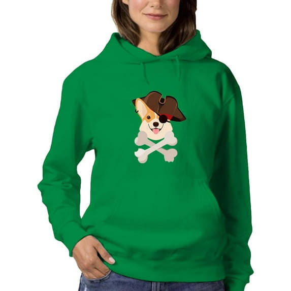 Pirate Corgi W Eyepatch Hoodie Women -Image by Shutterstock, Female Large