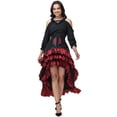 thumbnail image 1 of Pirate Cosplay, Pirate Costume, Pirate Outfit, Pirate Costume Women Outfit With Renaissance Pirate Shirt Skirt Corset Waist Belt Womens Halloween Pirate Costumes-Long Skirt+Top+Waist Waist, Black L, 1 of 5