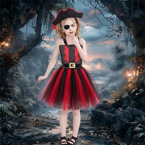 Pirate Costume Kit for Gir-ls, Pirate Tutu Dress for Halloween, Gir-ls Pirate Accessory Set, Pirate Costume, XXL