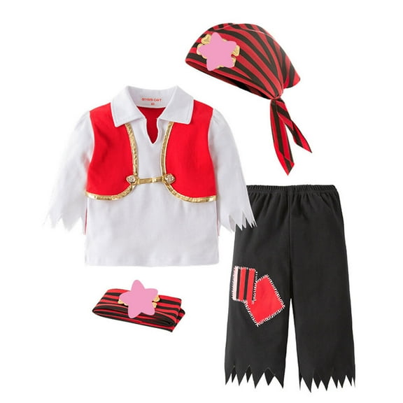 Pirate Costume for Baby Boys Halloween 4PCS Cosplay Dress Up Set