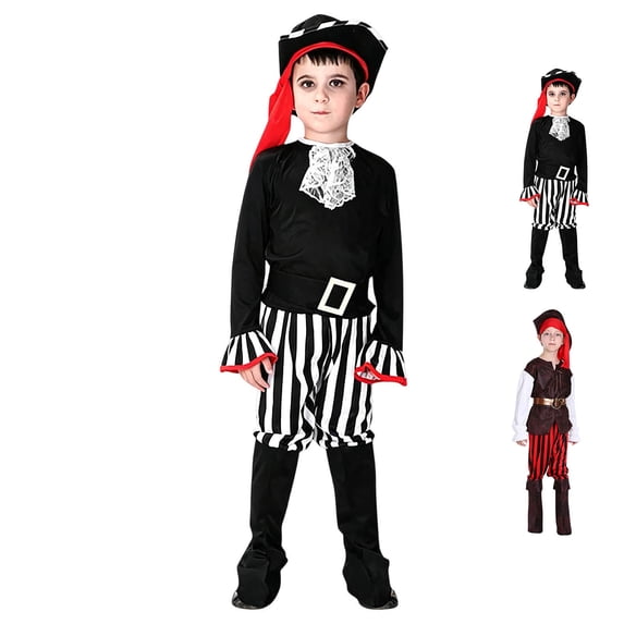 Pirate for Boys Tops Pants Hats Set Boys Halloween Party Outfits Kids Size 5-12 Years