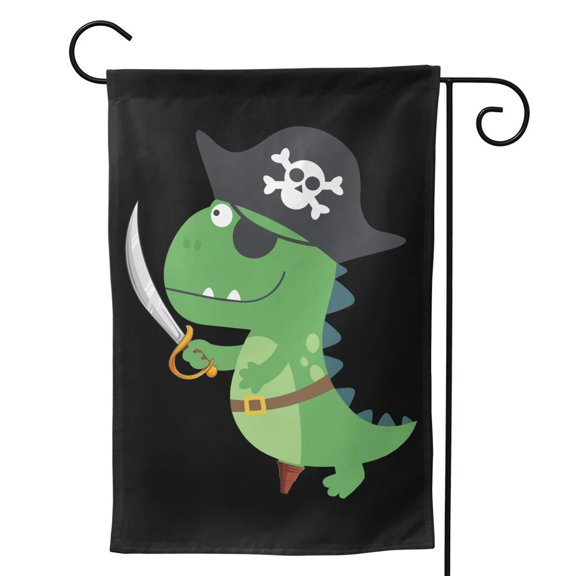 Pirate Dinosaur Garden Flag 12.5"X18" Outdoor Indoor Garden Decor Porch Banner Sign With Grommets Uv Fade Resistant