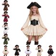 thumbnail image 1 of Pirate Dress Tween Bell Sleeves Dress for Girls with Corset Belt Flowy Fairy Outfits for Girl, 1 of 7