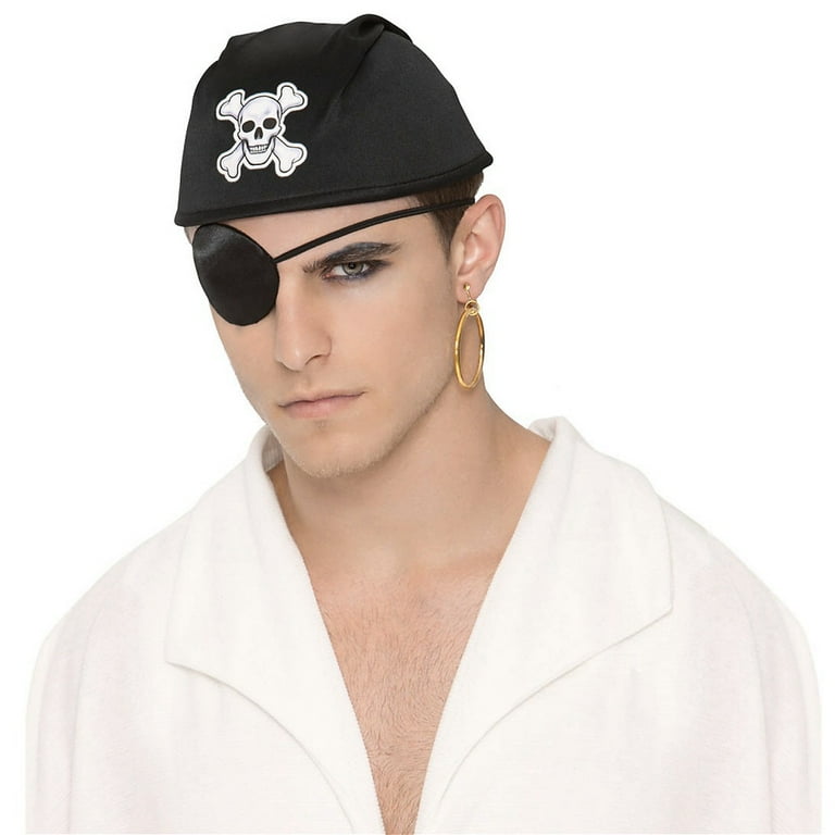 Pirate Eyepatch and Earring Adult Black Pirate Eyepatch and Earring Adult Black