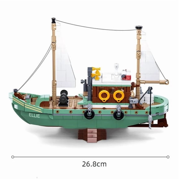 Pirate Fishing Boat & Great White Shark Building Blocks Set – Adventure Ocean DIY Model Bricks with Figures, Holiday Gift Toy