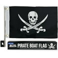 thumbnail image 1 of Pirate Flag for Boat Flag Pole Kit Jolly Roger Flag US 12" x 18" Small Pirates Flags Set Double Sided Marine Grade Mini Boat Flag Holder 12x18 Pontoon Accessories Black Boat Flags and Burgee, 1 of 9