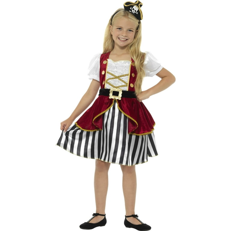Deluxe Pirate Girl Costume Kids Red Black Deluxe Pirate Girl Costume Kids Red Black