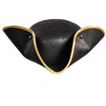thumbnail image 1 of Pirate Hat Brown Black Faux Leather Colonial Renaissance Adult Halloween Costume Cosplay Accessory – One Size, 1 of 5