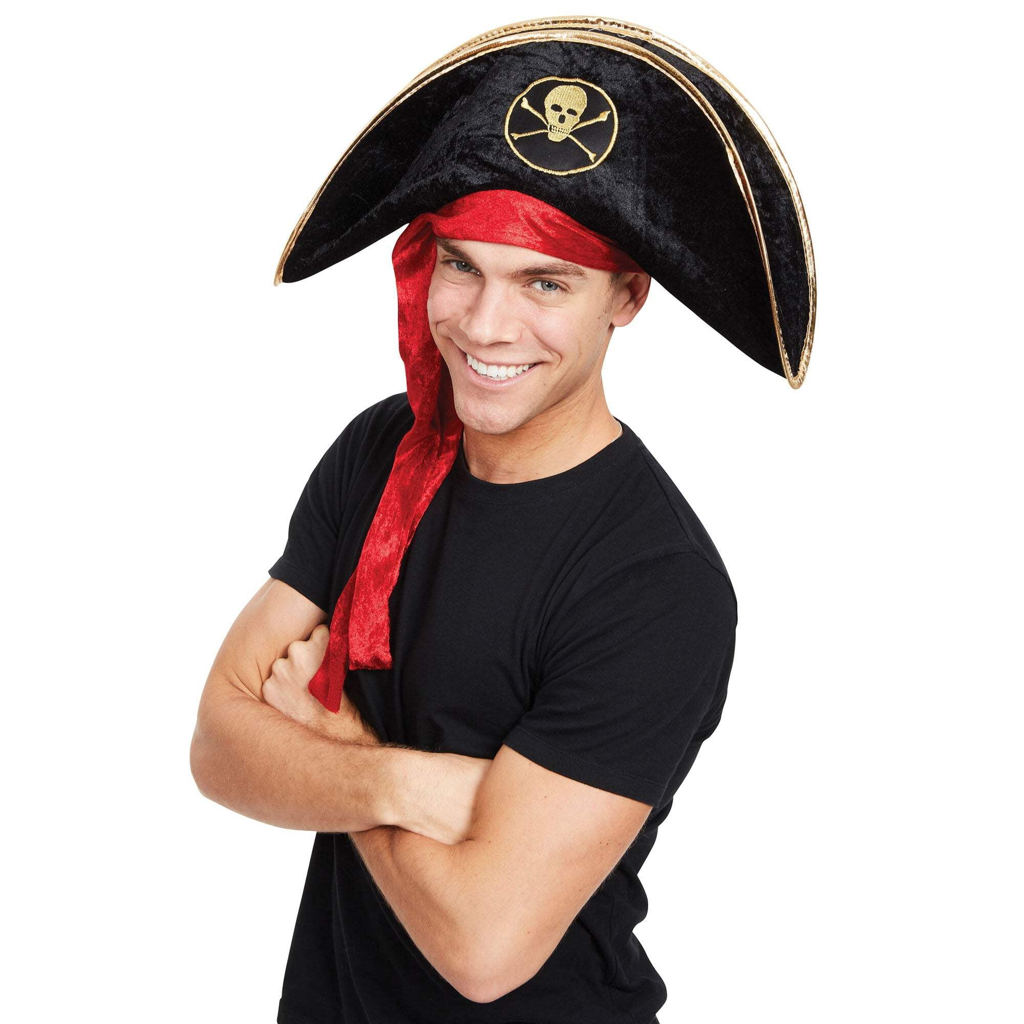 Pirate Hat Deluxe Velvet Skull and Cross Bones Pirate Hat Deluxe Velvet Skull and Cross Bones