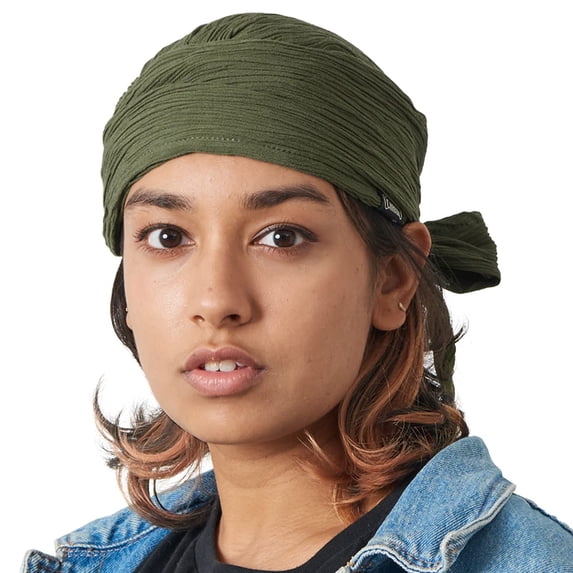 Pirate Hat Head Scarf – Boho Long Turban Bandana Cap, Fortune Teller Costume, Green