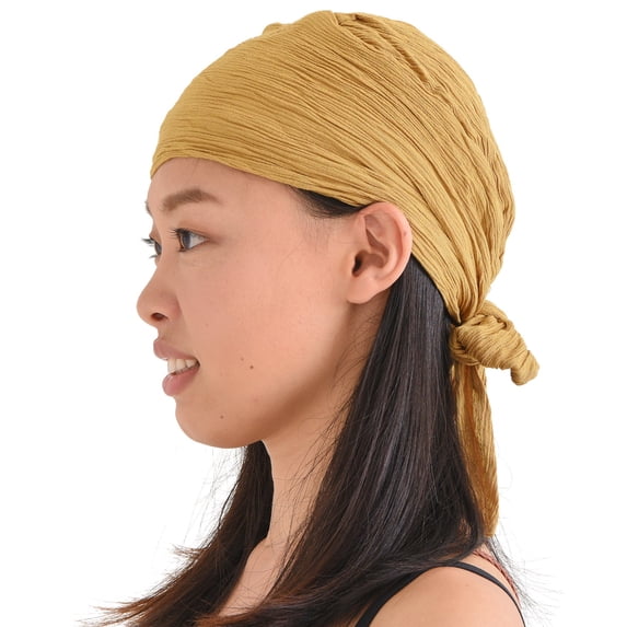 Pirate Hat Head Scarf – Boho Long Turban Bandana Cap, Fortune Teller Costume, Mustard