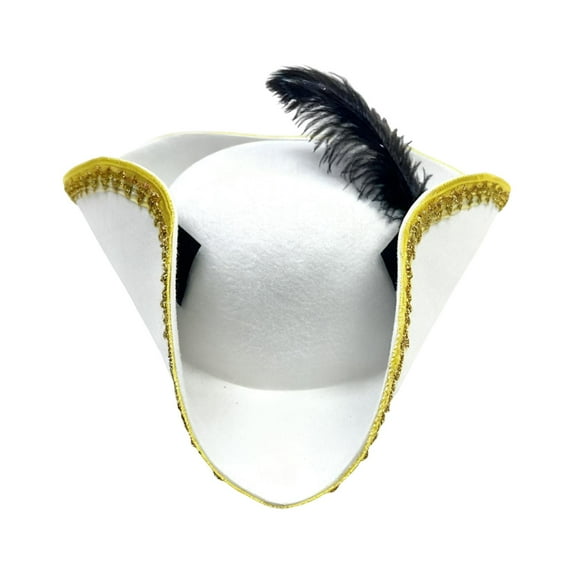 Pirate Hat Tricorn Feathered Cap Felt Material Adults Cosplay Stage Festival Party Accessory