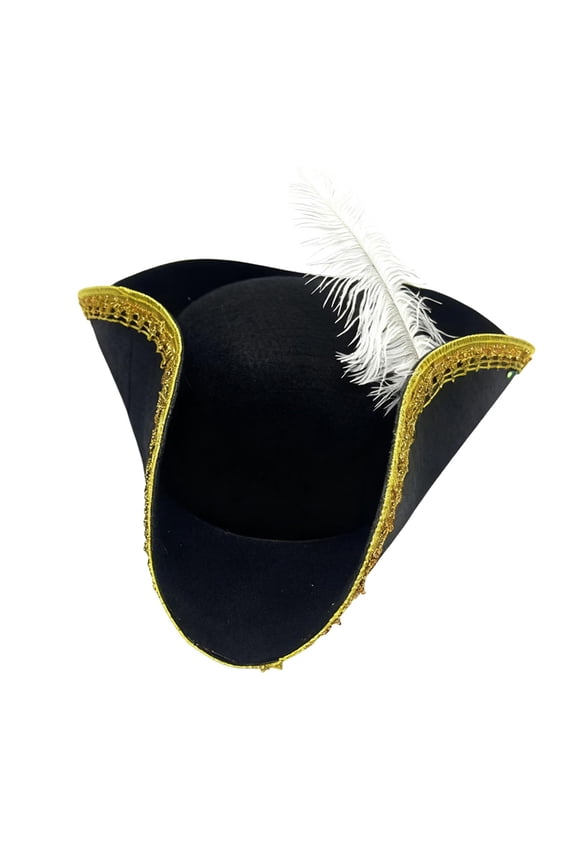 Pirate Hat Tricorn Feathered Costume Felt Material Adults Cosplay Halloween Theme Party Accessory