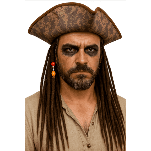 Pirate Hat With wig Costume Accessory