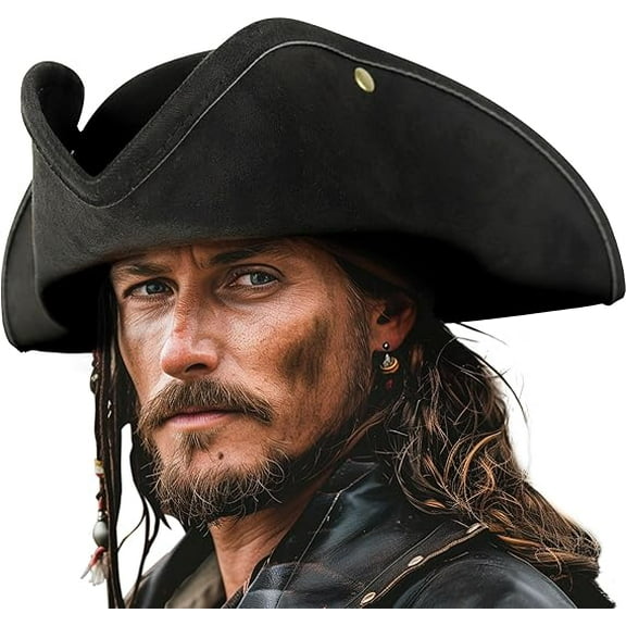 Pirate Hat for Women & Men Colonial Tricorn Halloween Adult Revolutionary war Costume Accessory