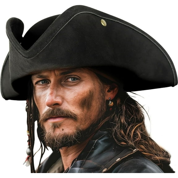 Pirate Hat for Women Men Colonial Tricorn Halloween Adult Revolutionary war Costume Accessory