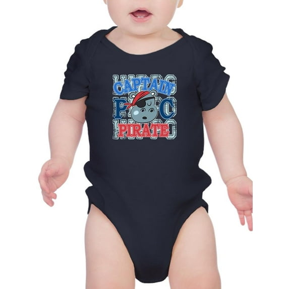 Pirate Hippo Captain Text Bodysuit Infant -Image by Shutterstock, Newborn