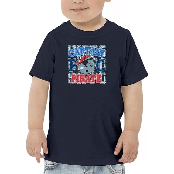 Pirate Hippo Captain Text T-Shirt Toddler -Image by Shutterstock, 4 Toddler