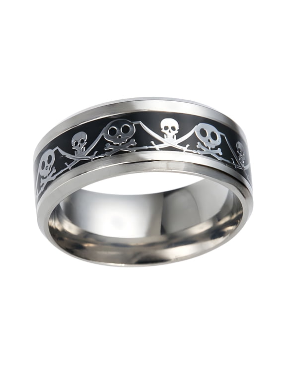 Pirate Jack Wedding Band Skull Ring Stainless Steel Men Women Ginger Lyne Collection