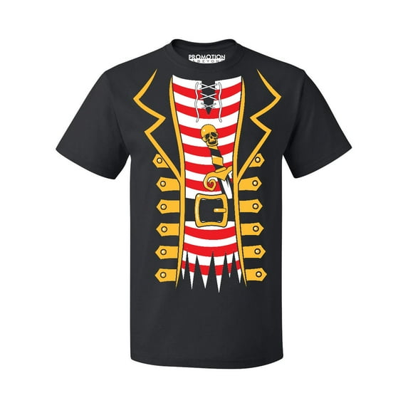Pirate Jacket Tuxedo Men's T-shirt | Cruise Trip Theme Park Pool Halloween Costume Accessory | 3XL, Black