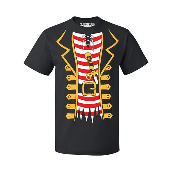 Pirate Jacket Tuxedo Men's T-shirt | Cruise Trip Theme Park Pool Halloween Costume Accessory | XL, Black