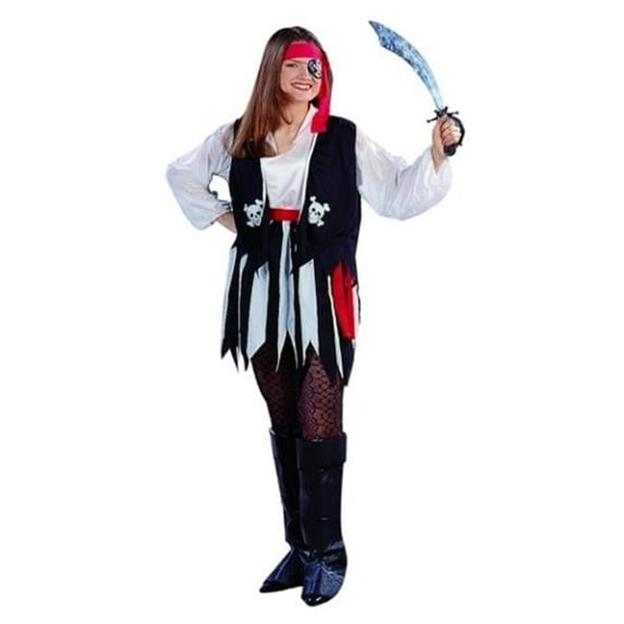 SupriseItsMe Pirate Lady Costume with Vest, Shirt, Skirt, Sash, and Headband, Adults, 16-18