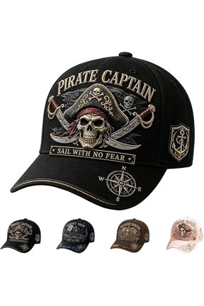 Pirate Legend Embroidered Baseball Cap, Vintage Nautical Skull Adjustable Hat for Halloween, Travel & Everyday Wear